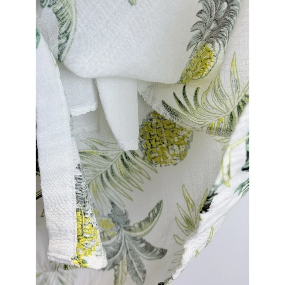 Skies Are Blue Women's Size M Pineapple‎ Leaves Print Dress Roll-up Sleeve Lined - Picture 6 of 9